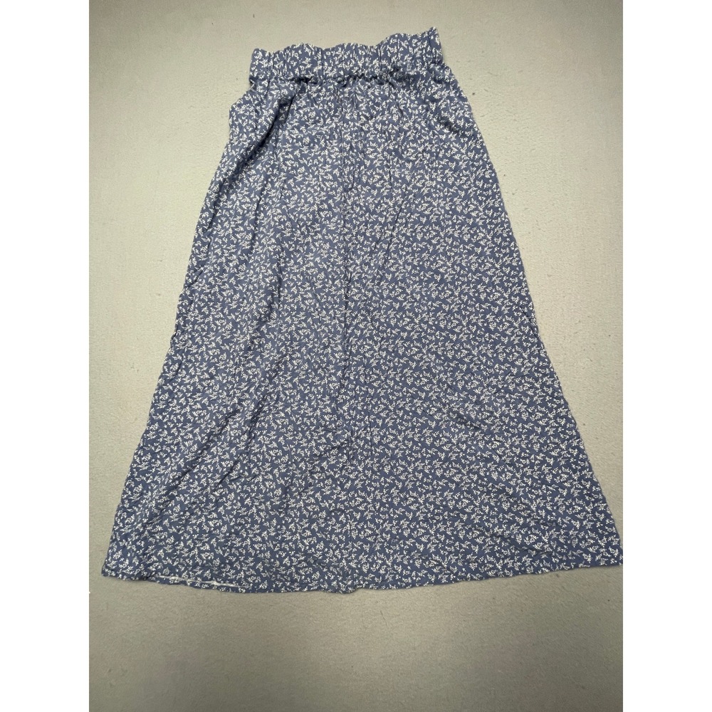 Brandy Melville Midi Skirt Viscose Blue Floral OS Womens